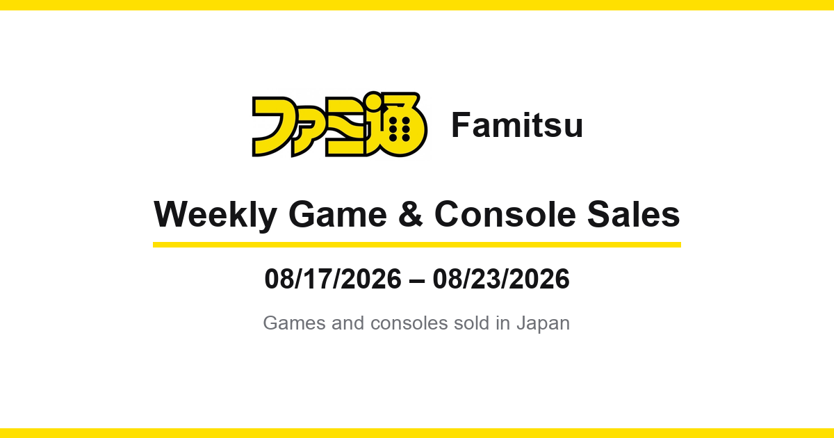 Rhythm Heaven Groove Scores Its 5th No. 1 with an Estimated 37,402 Copies Sold (Japan Sales) — STEINS;GATE RE:BOOT Lands All Three Versions in the Top 10 (August 17–23)