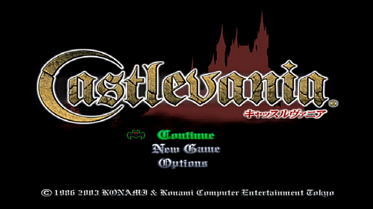 Titelbildschirm von Castlevania auf der PlayStation 2
