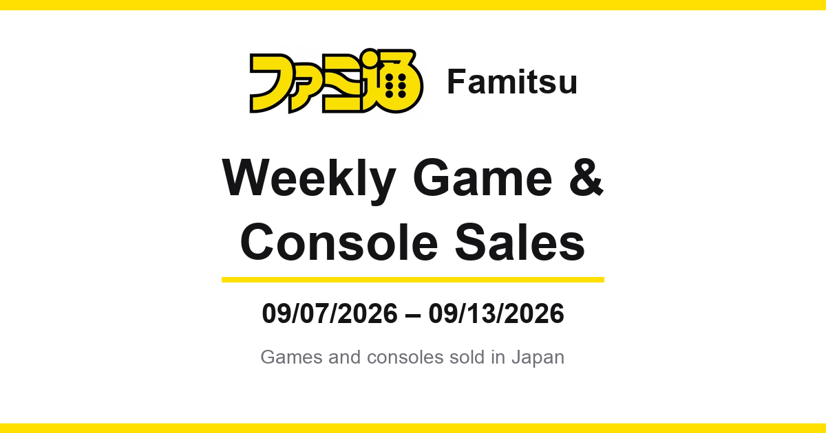 Rhythm Heaven Groove Tops 1 Million in Cumulative Sales in Japan, Claims the Weekly No. 1 Spot for the 7th Time with 24,756 Units — Onimusha: Way of the Sword's Two Versions Land in the Top 5 in Week Two (Sept. 7–13)