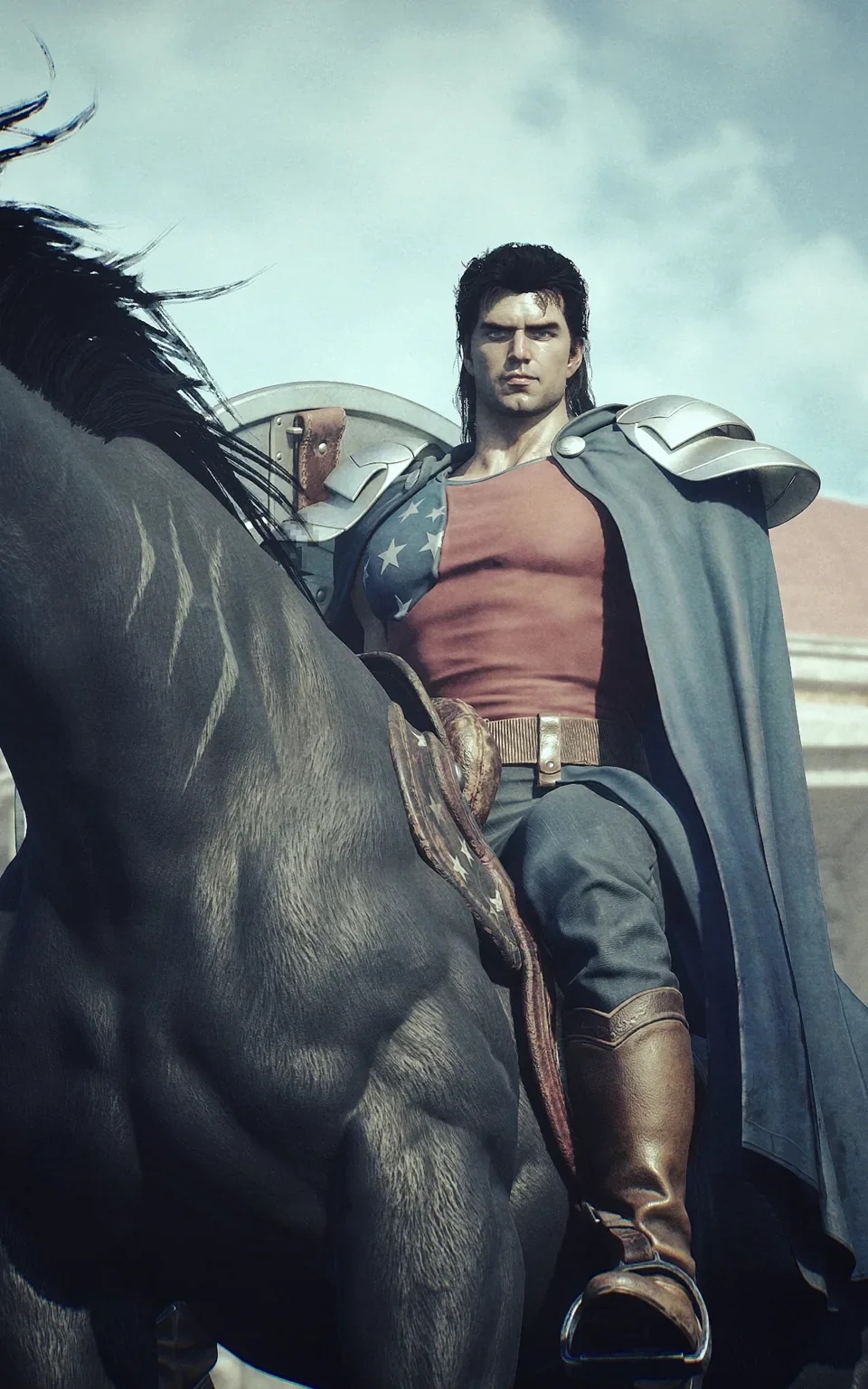 A scene from the trailer: Shogun riding on the back of a giraffe (from NEKCOM’s official site)