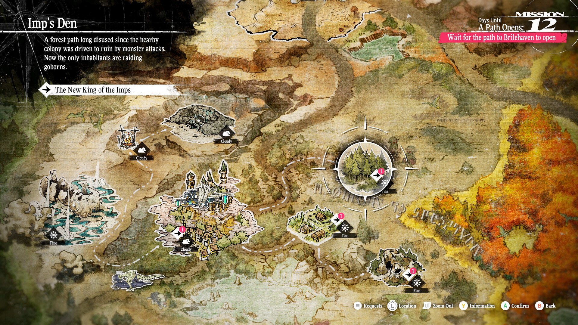 The map screen where you pick a destination