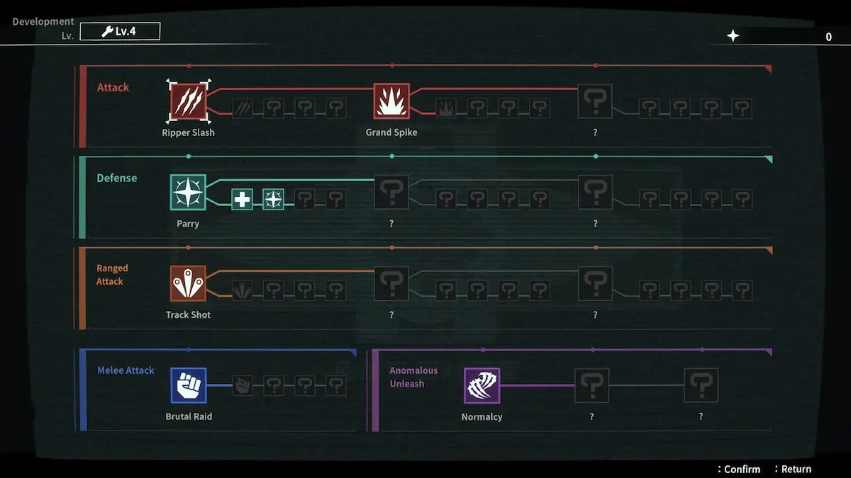 The Anomalization Skills screen
