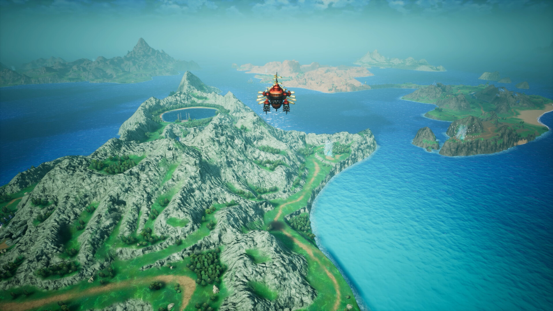 An airship and the world map