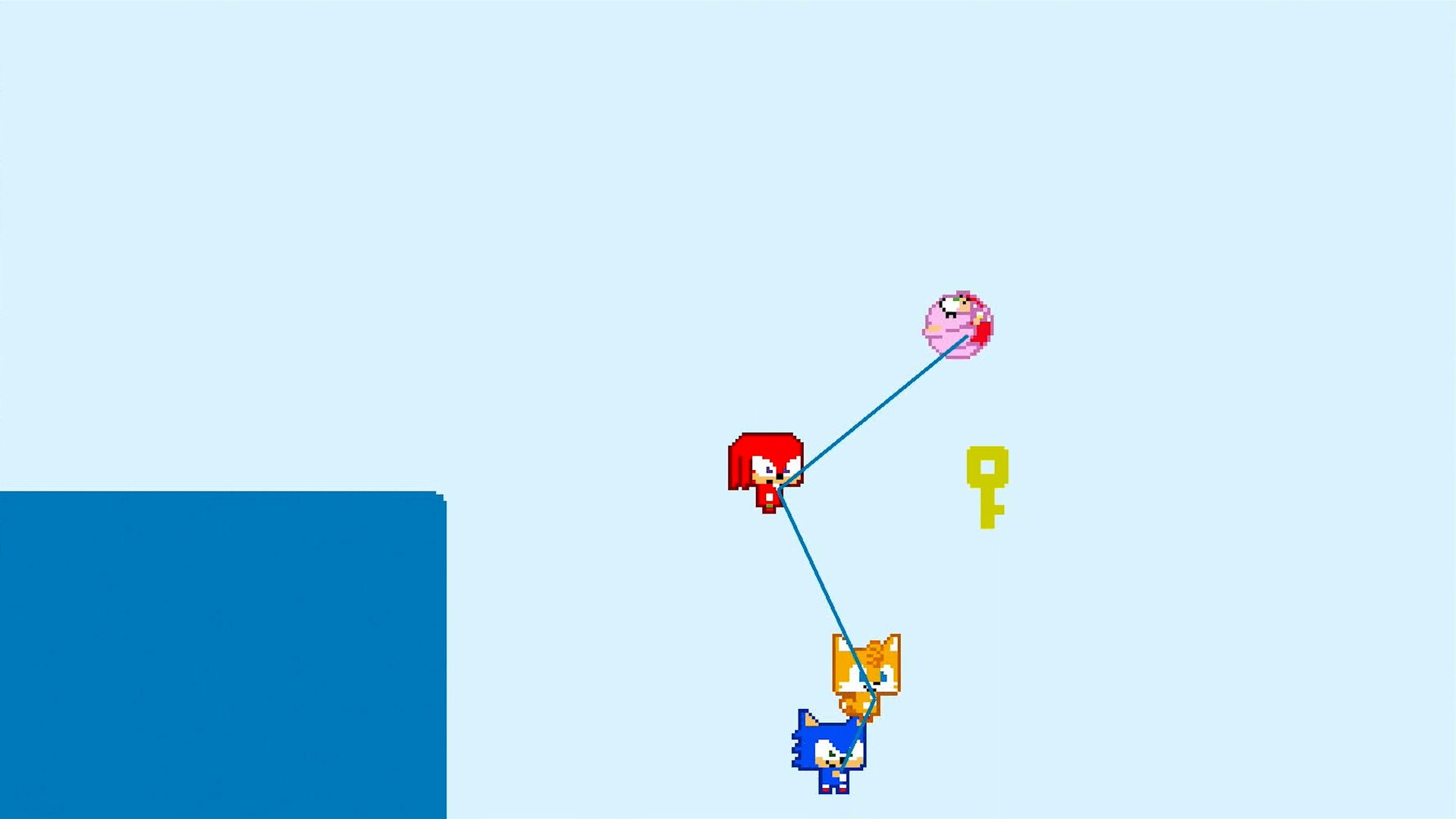 Players tied together by a rope